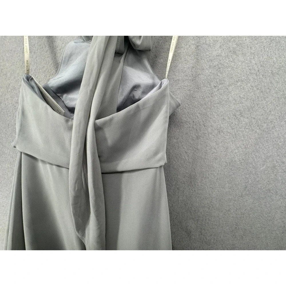 Jenny Yoo Dress Womens Size‎ 2 Brett Mineral Luxe Chiffon Halter Maxi Bridesmaid